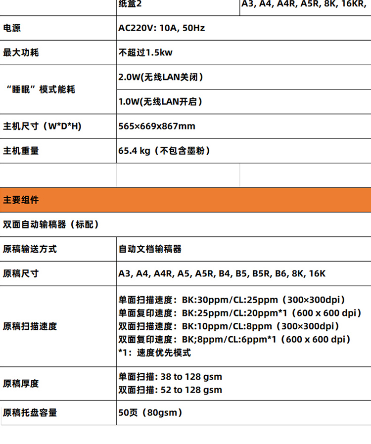 得力(deli)m201rx国产信创复印机打印机a3a4彩色激光多功能一体机自动