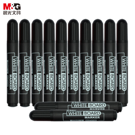 晨光(M&G)文具黑色可擦白板笔 单头办公会议笔 易擦物流记号笔 12支/盒MG2160