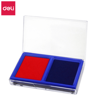 得力（deli）9865印臺(tái)雙色快干印臺(tái)/印泥 紅+藍(lán)色財(cái)務(wù)辦公用品