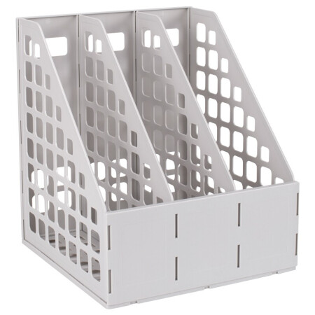 得力（deli）文件架收納文件欄筐辦公用品創(chuàng)意桌面文件框資料架 三聯(lián)灰色78990 12個(gè)裝