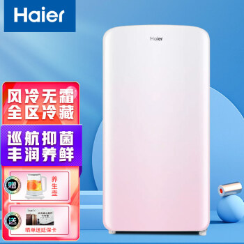 海尔 Haier 迷你风冷无复古化妆品美妆冰箱家用单门冰箱冷藏母婴冰柜BC-125WLH6SMA