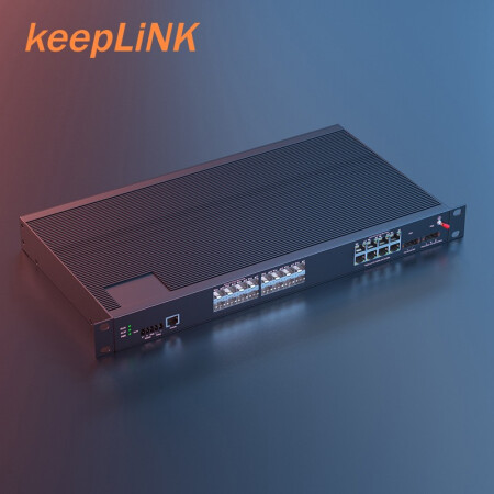 keepLINK 友联 工业交换机 三层机架式16个百兆光8个千兆电 工业以太网交换机支持静态路由